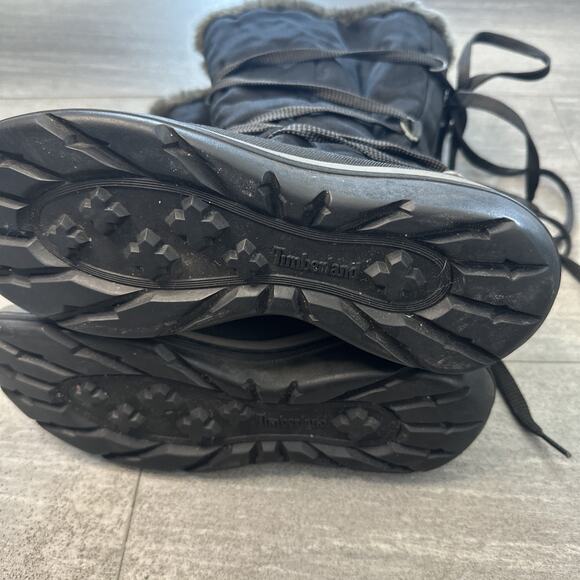 Timberland Fleece Faux Fur Lined Winter Snow Women Boots Black Size 9 18323 - Picture 7 of 7